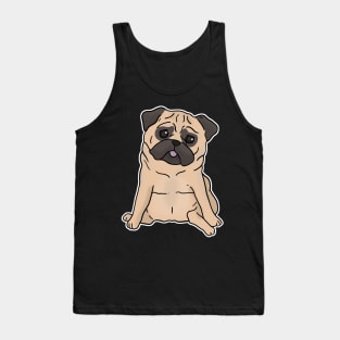 Cute pug dog hand drawn sitting with sad face Tank Top